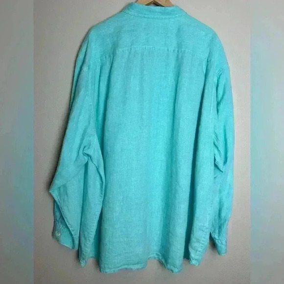 Tommy Bahama Linen Blue Button Up Shirt Long Sleeve Adult 3XL - Picture 2 of 14